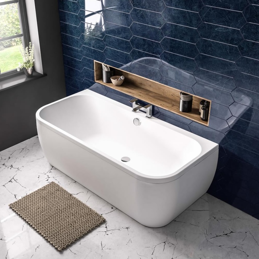 Eastbrook Beaufort Malin 1700 x 800mm D Shape Back To Wall Bath - Image 1